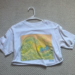 White T-Shirt with Wave Print